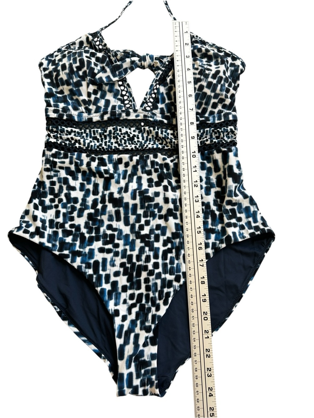NWT Reiss Gia Cutout Halter One Piece Swimsuit Blue White US 10 - Picture 13 of 16